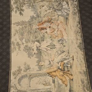 Elegant Tapestry Wall Hanging with Pastoral Scene 56" X 37"
